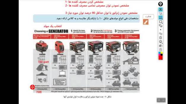 پودمان اول درس ساختمان هوشمند- پایه یازدهم - نحوه انتخاب مولد برق اضطراری